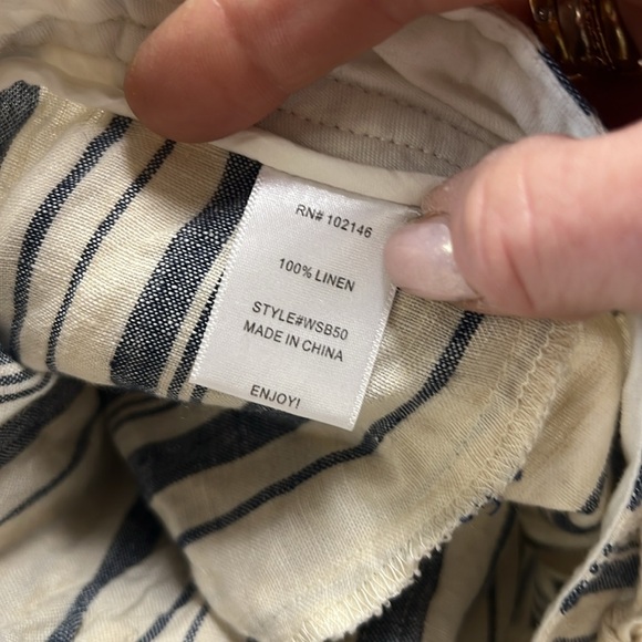 Michael Stars Linen Blue and Tan Stripe Straight Leg Pant Size XS - Picture 9 of 10